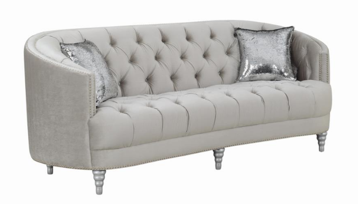 Elevations Grey And Silver Stationary Sofa