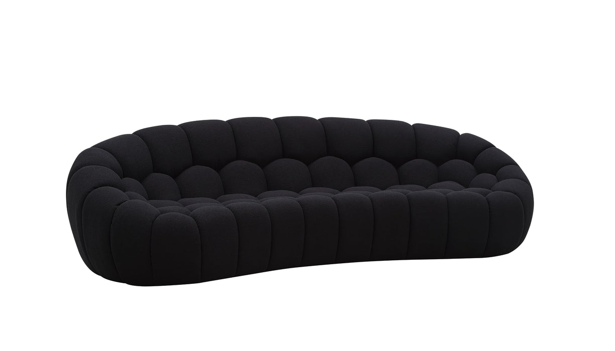 Yolonda - Modern Curved Black Fabric Sofa Set
