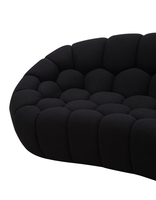 Yolonda - Modern Curved Black Fabric Sofa Set