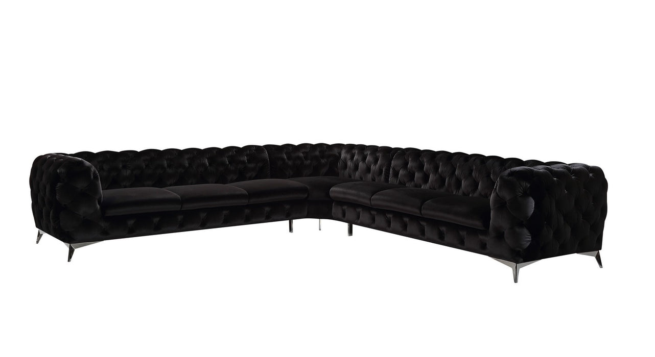 Delilah - Glam Black Fabric Sectional Sofa