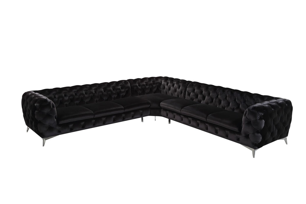 Delilah - Glam Black Fabric Sectional Sofa