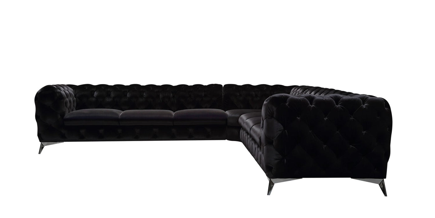 Delilah - Glam Black Fabric Sectional Sofa