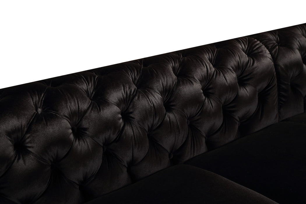 Delilah - Glam Black Fabric Sectional Sofa