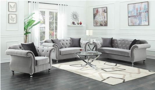 Elevations Silver Soft Stationary Sofa