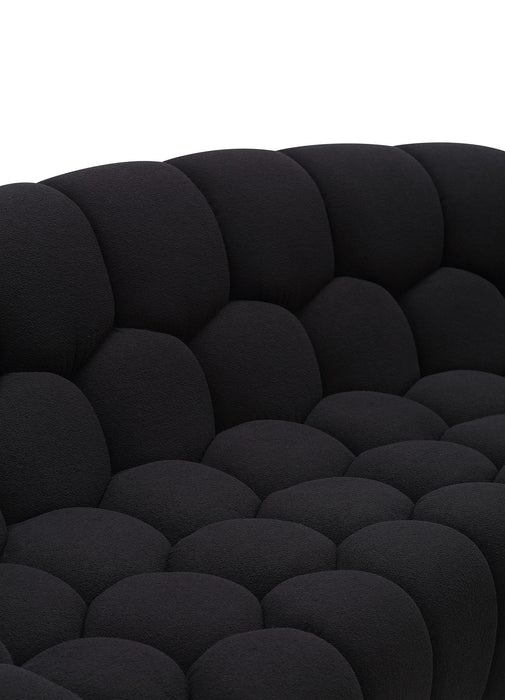 Yolonda - Modern Curved Black Fabric Sofa Set