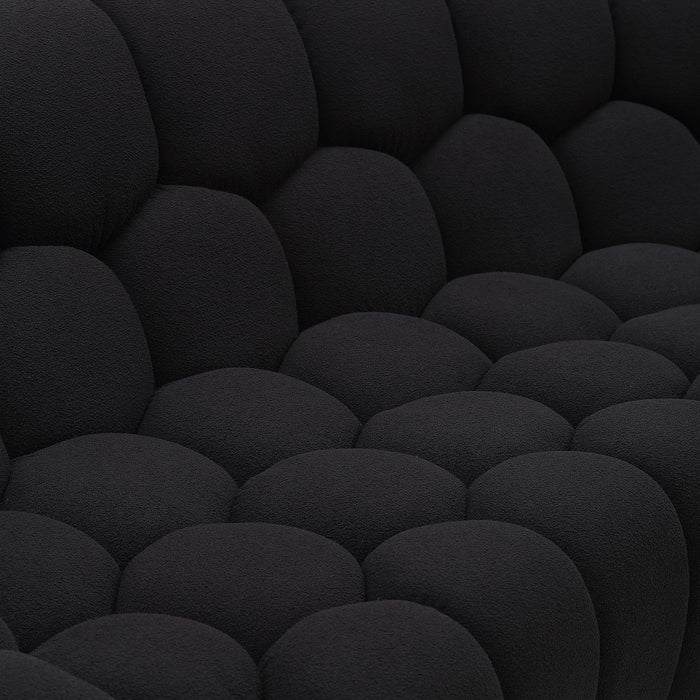 Yolonda - Modern Curved Black Fabric Sofa