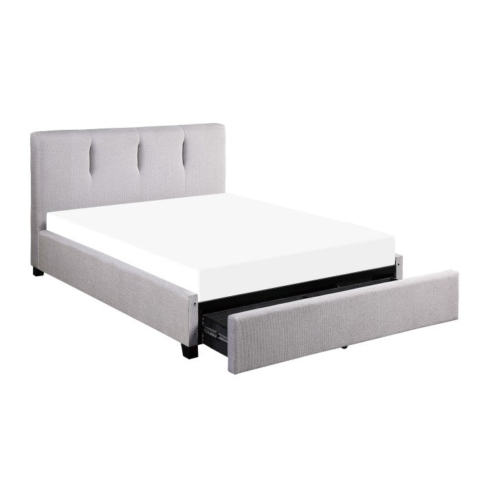 Aitana platform bed in Gray — storage drawer open