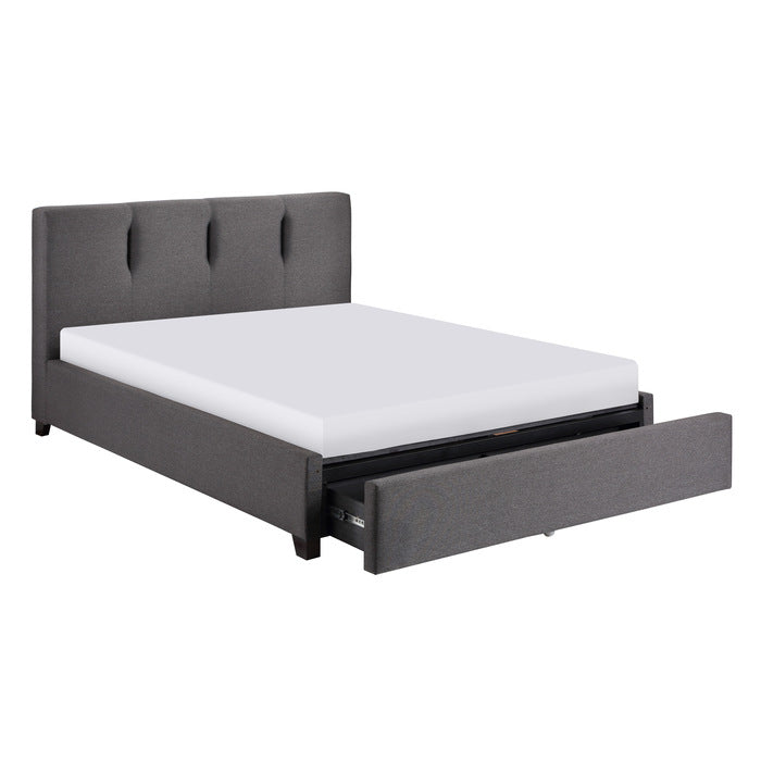 Aitana platform bed in Graphite — storage drawer open