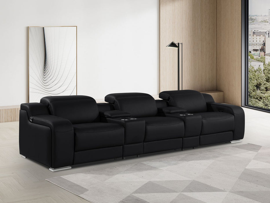 Global United 6111 L-Shaped Power Reclining Sectional | Genuine Leather