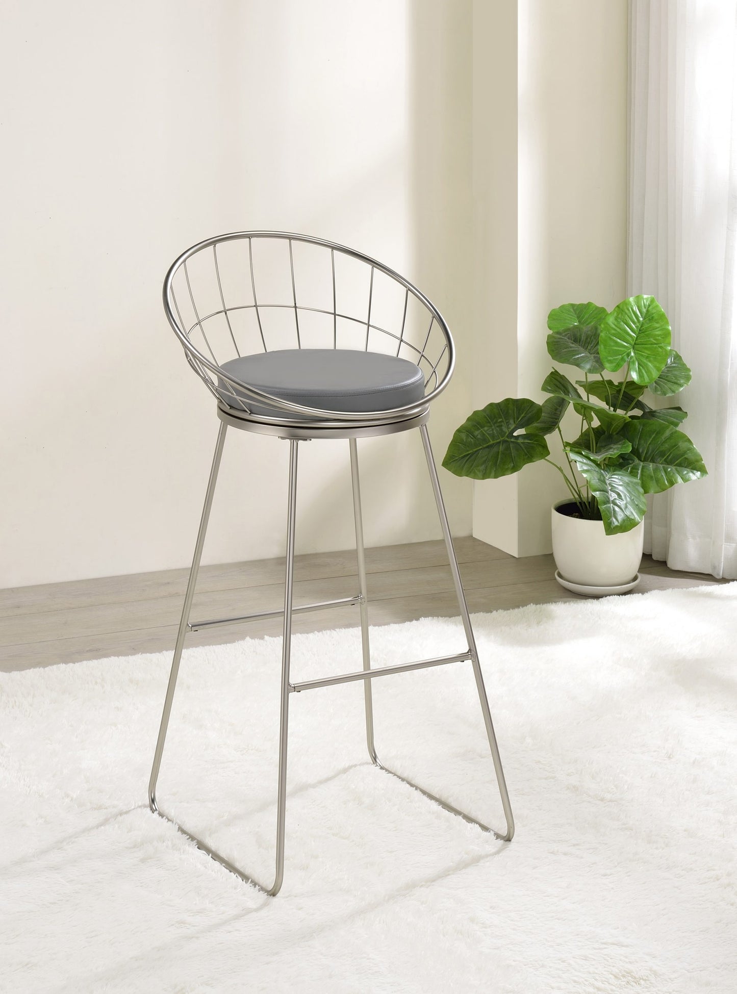 GREY - PADDED SEAT BAR STOOL