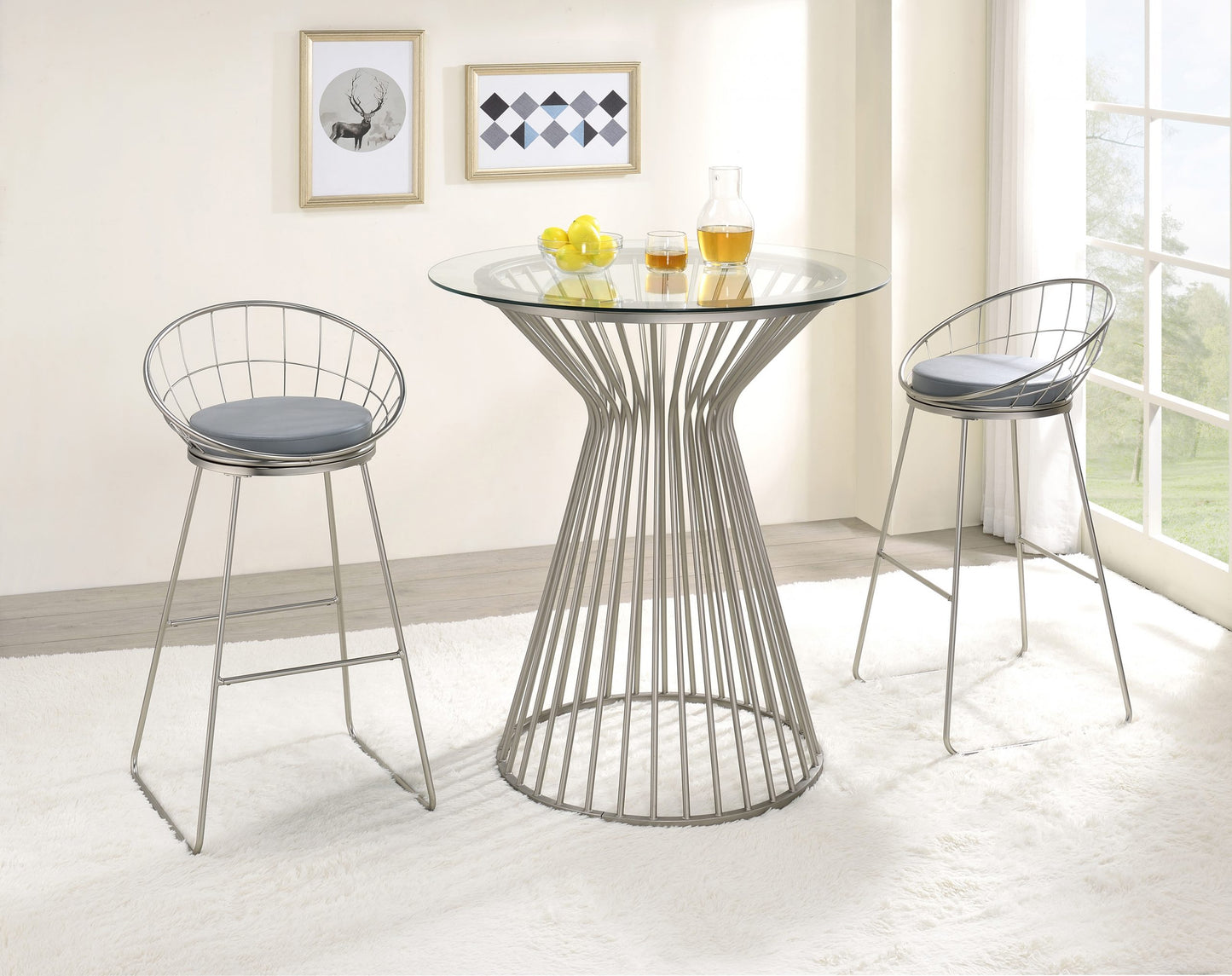 GREY - PADDED SEAT BAR STOOL