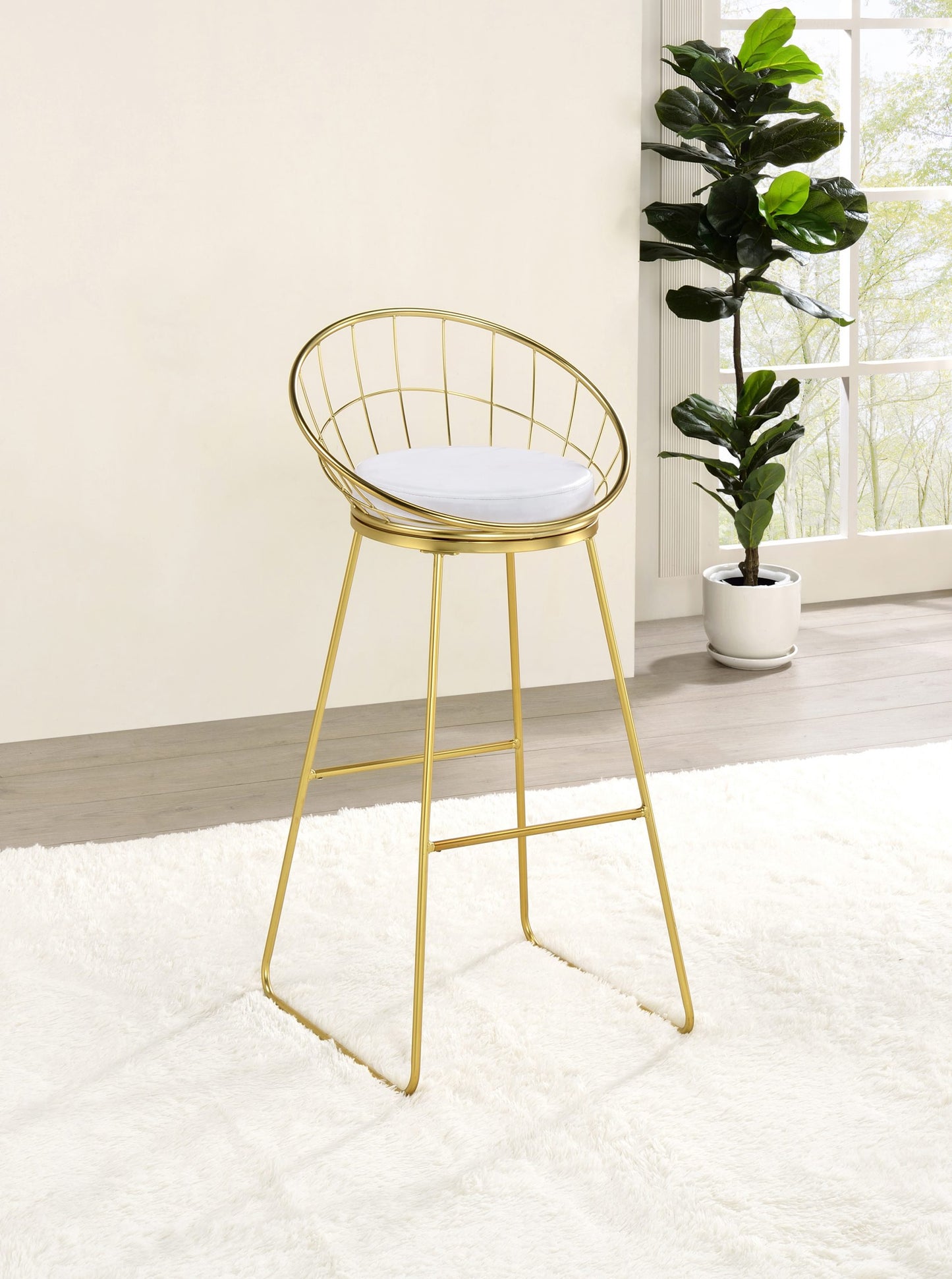 WHITE - PADDED SEAT BAR STOOL