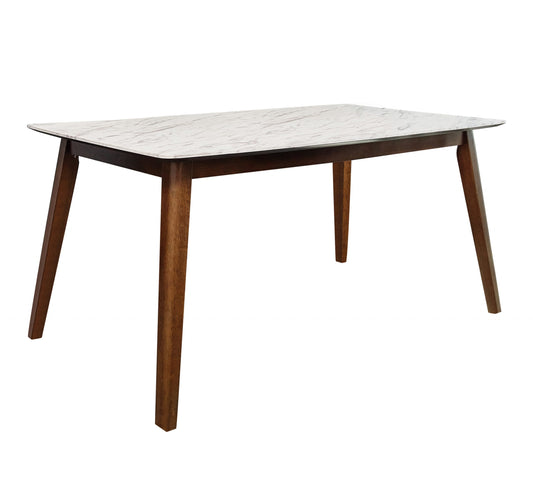 NATURAL WALNUT - MARBLE TOP DINING TABLE