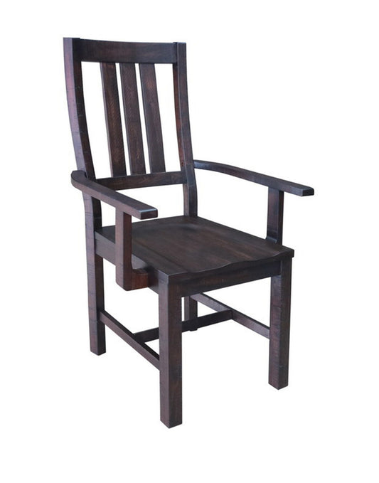 BROWN - SLAT BACK ARM CHAIR