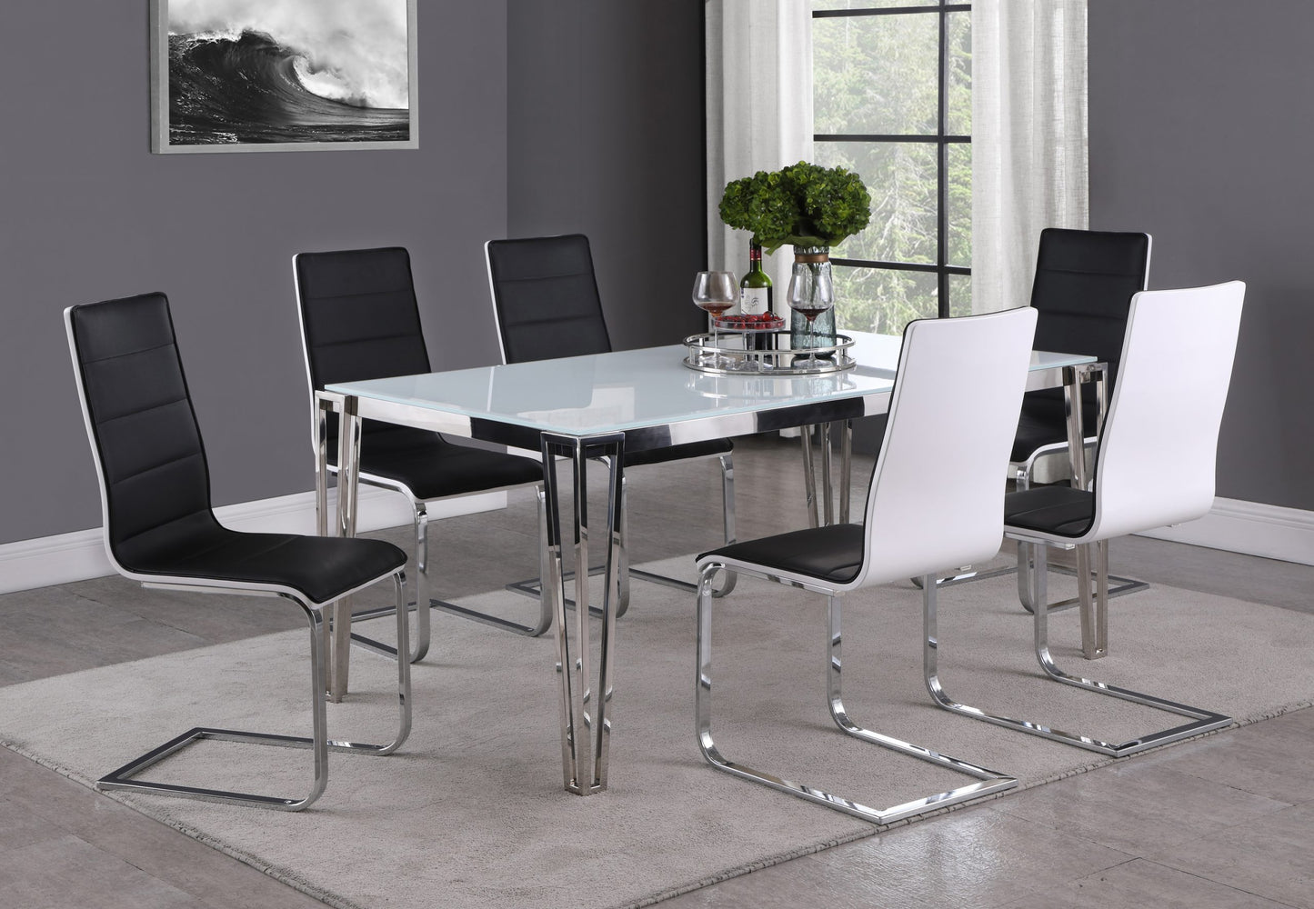 WHITE - METAL LEG DINING TABLE