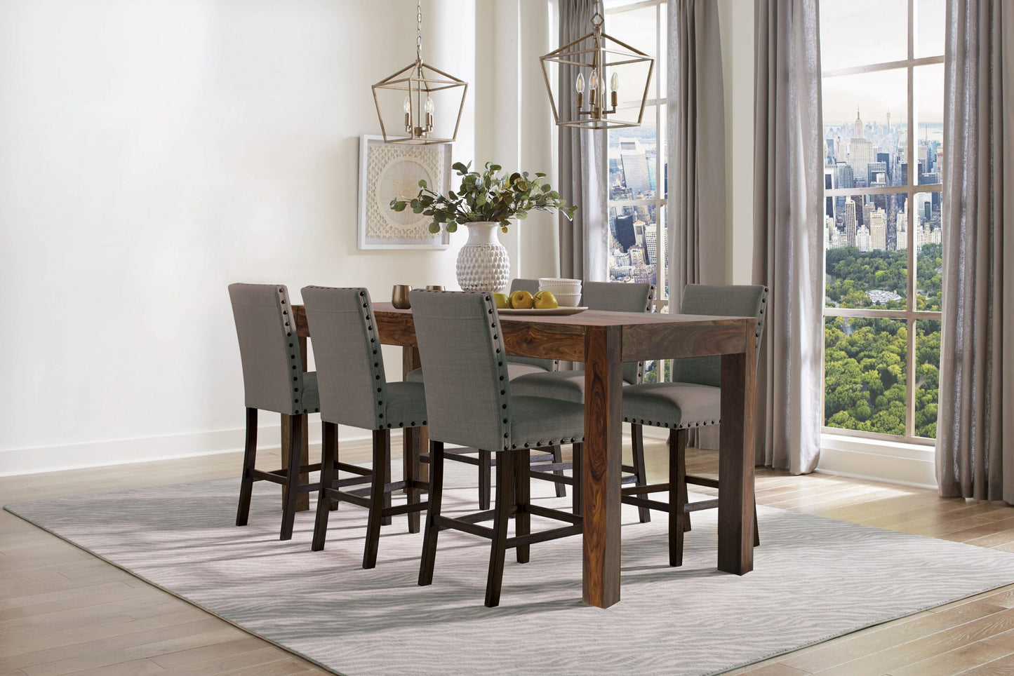 GREY - UPHOLSTERED COUNTER HEIGHT STOOL