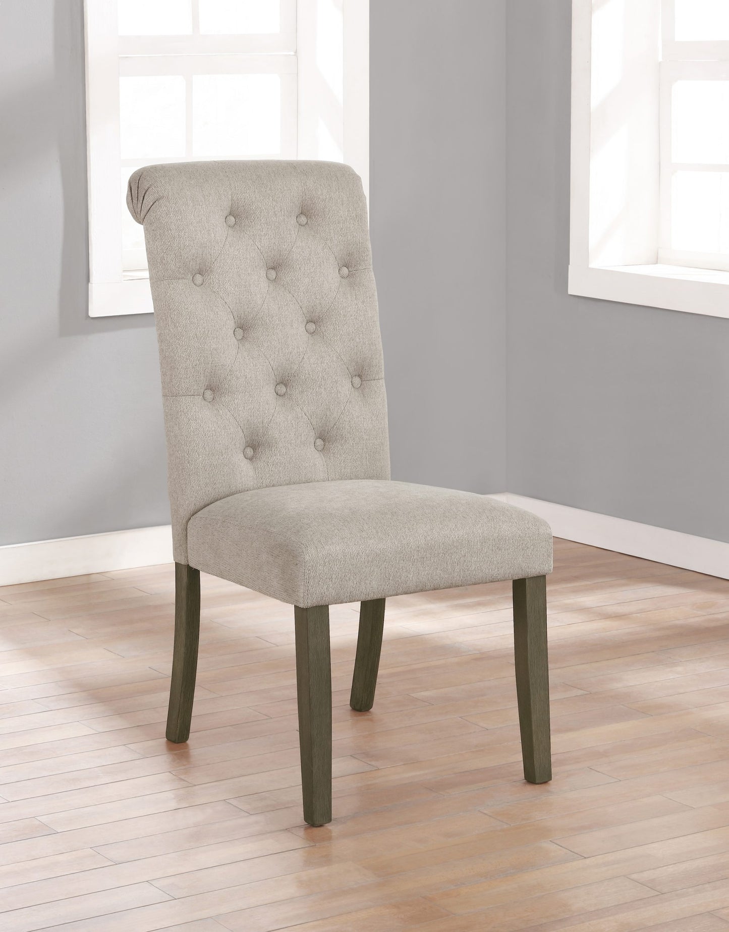 BEIGE - TUFTED BACK DINING CHAIR