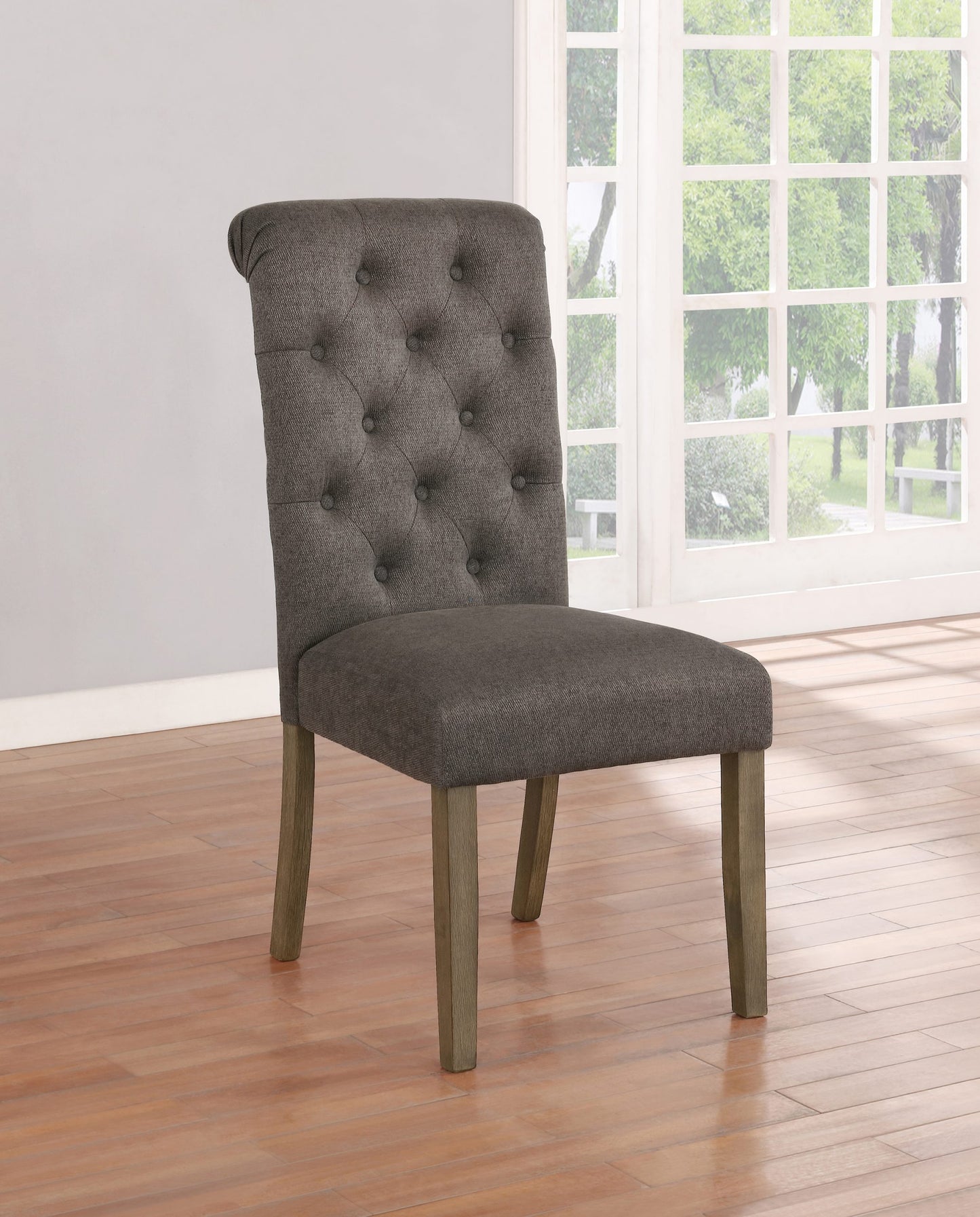 BROWN - TUFTED BACK DINING CHAIR