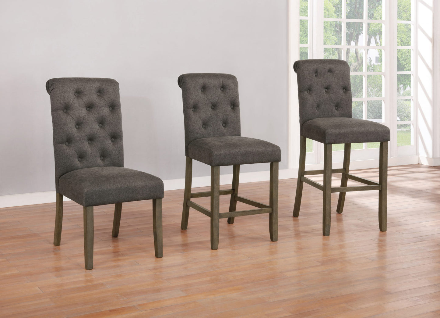 BROWN - TUFTED BACK DINING CHAIR