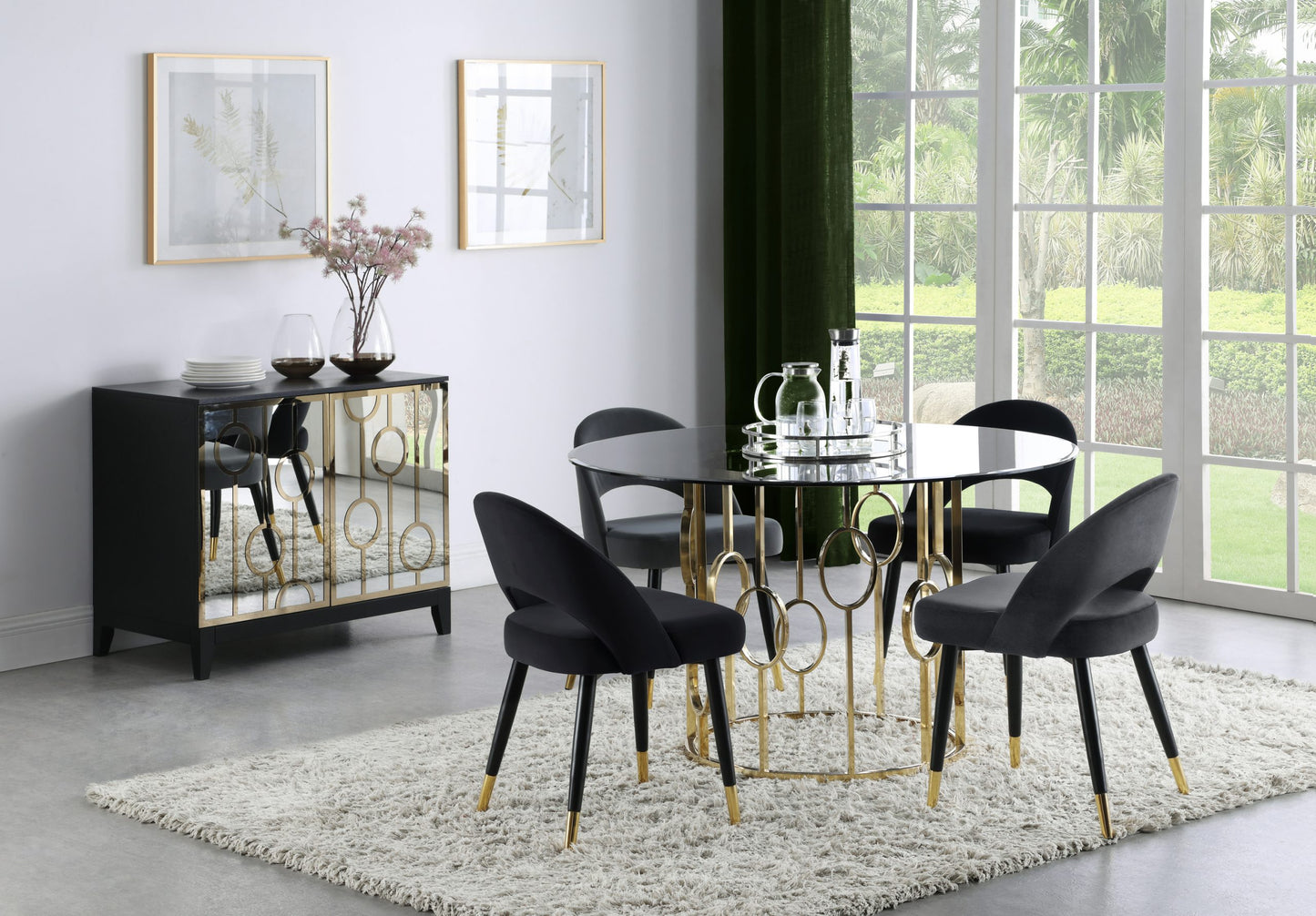 BLACK - ARCHED BACK UPHOLSTERED DINING CHAIR