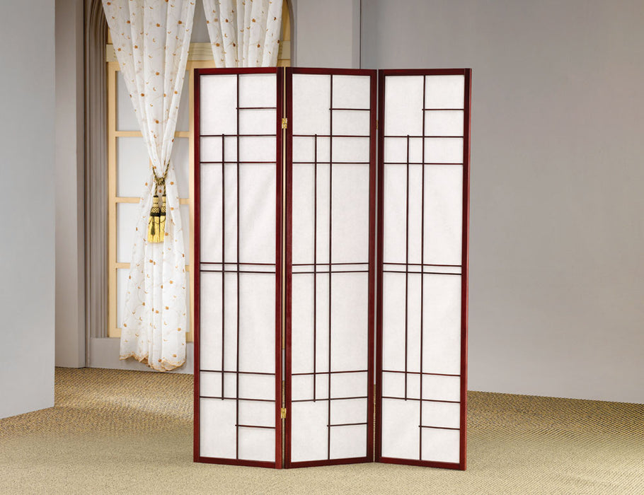 Katerina 3-panel Folding Floor Screen White and Cherry