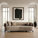 Arnaud - Modern Tan Fabric + Brown Oak Sofa