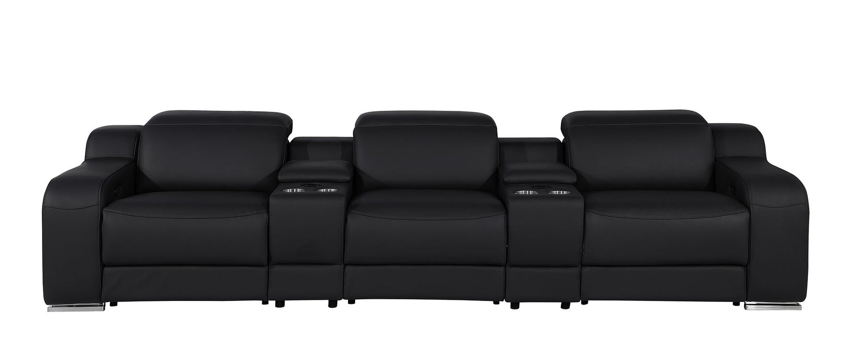 Global United 6111 L-Shaped Power Reclining Sectional | Genuine Leather