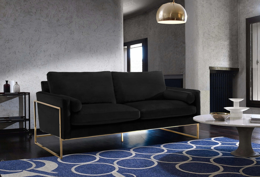 Mila Black Velvet Sofa