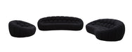 Yolonda - Modern Curved Black Fabric Sofa Set