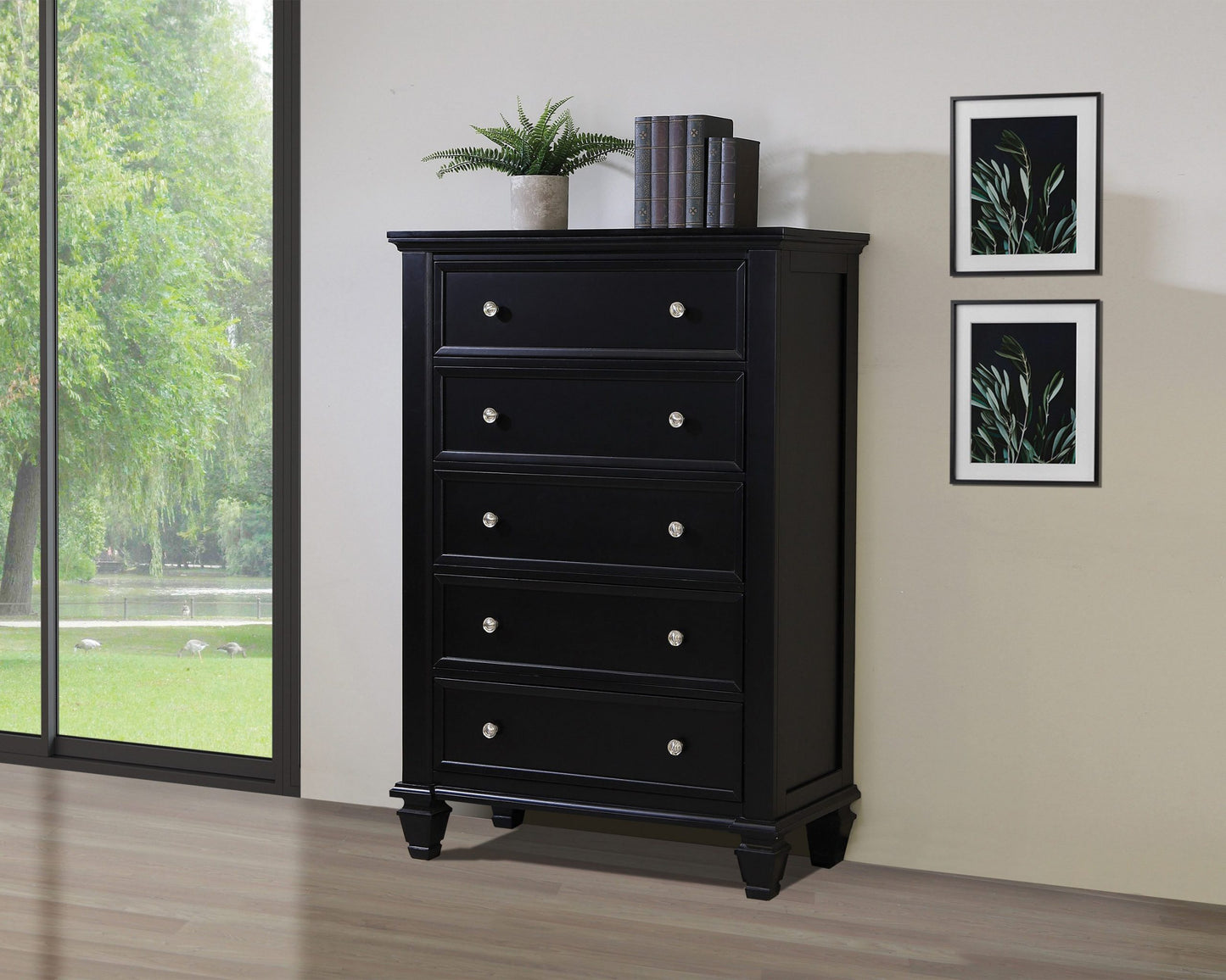 BLACK - 5 DRAWER CHEST