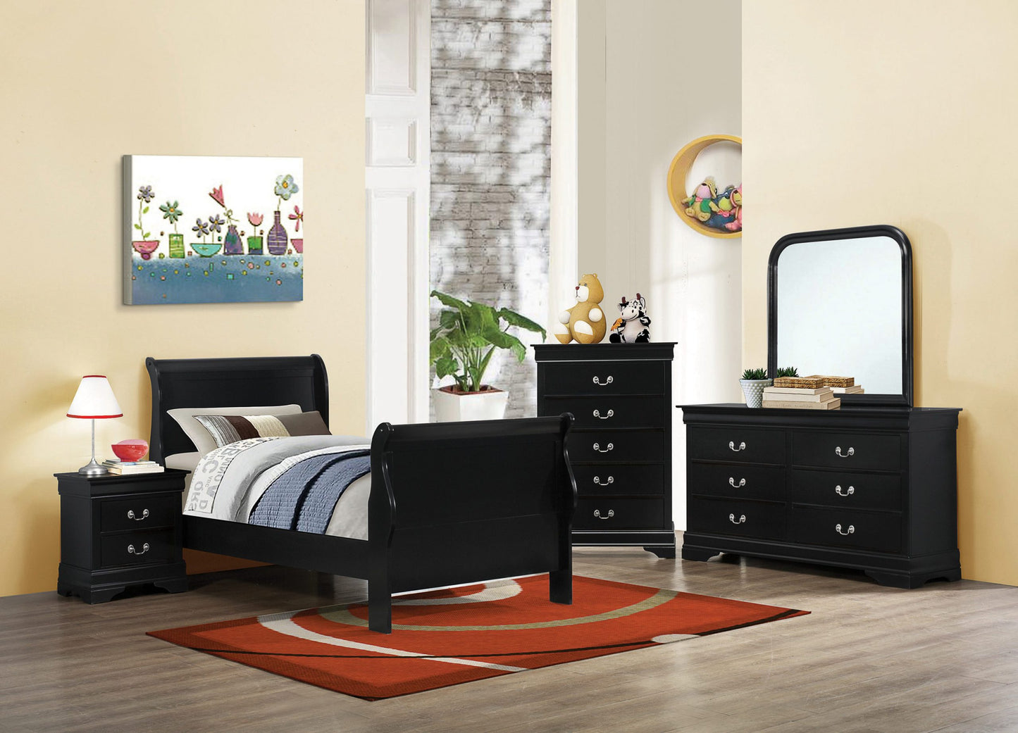 BLACK - PANEL BED