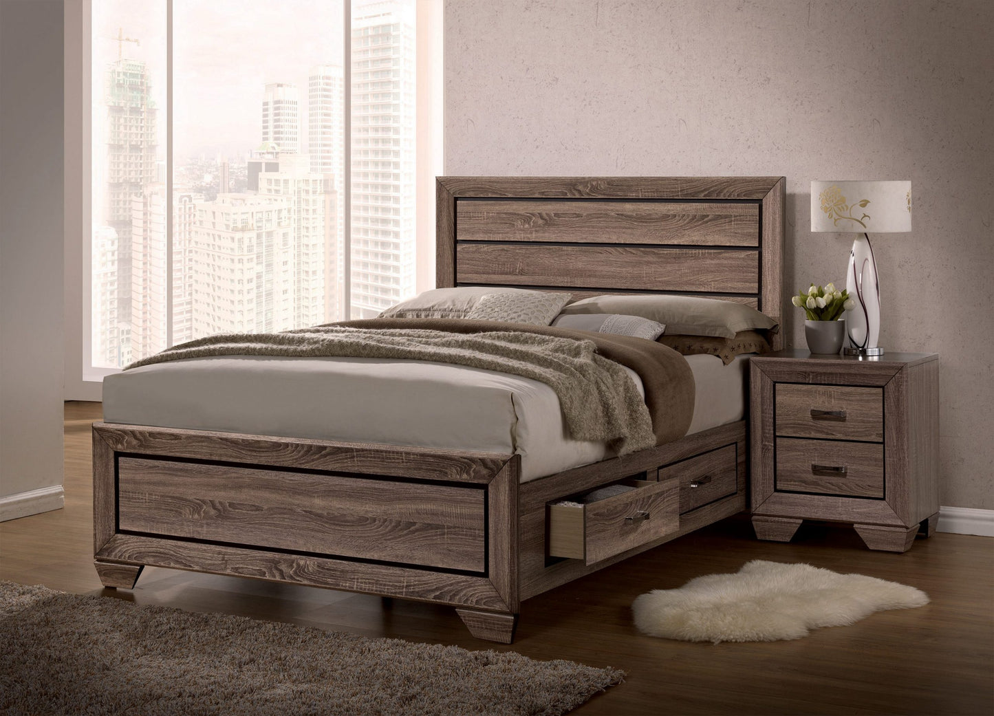 WASHED TAUPE - STORAGE BED