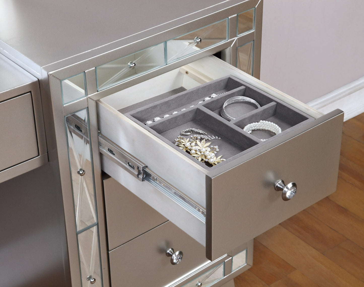 METALLIC MERCURY - VANITY DESK & STOOL