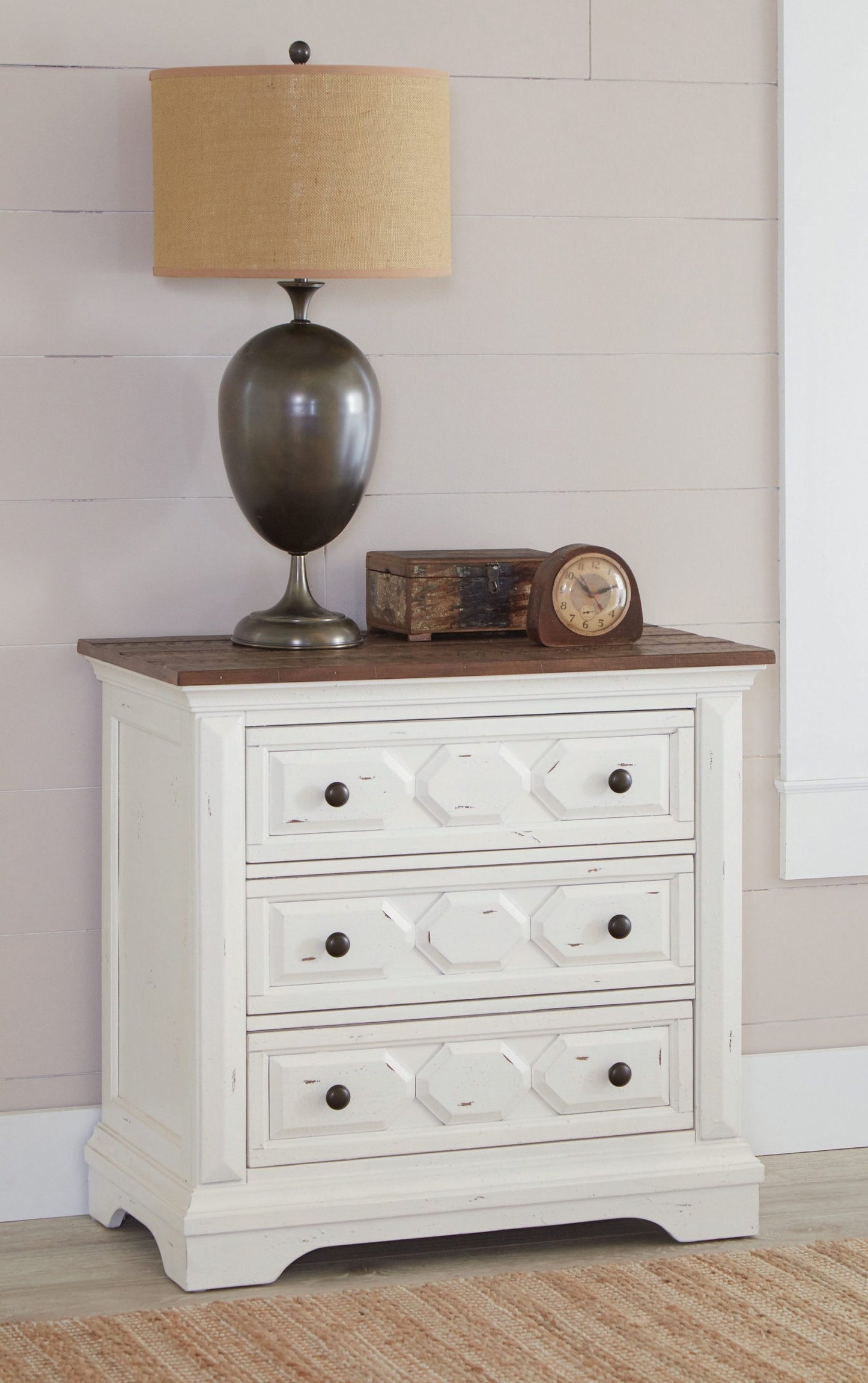 VINTAGE WHITE/RUSTIC LATTE - NIGHT STAND