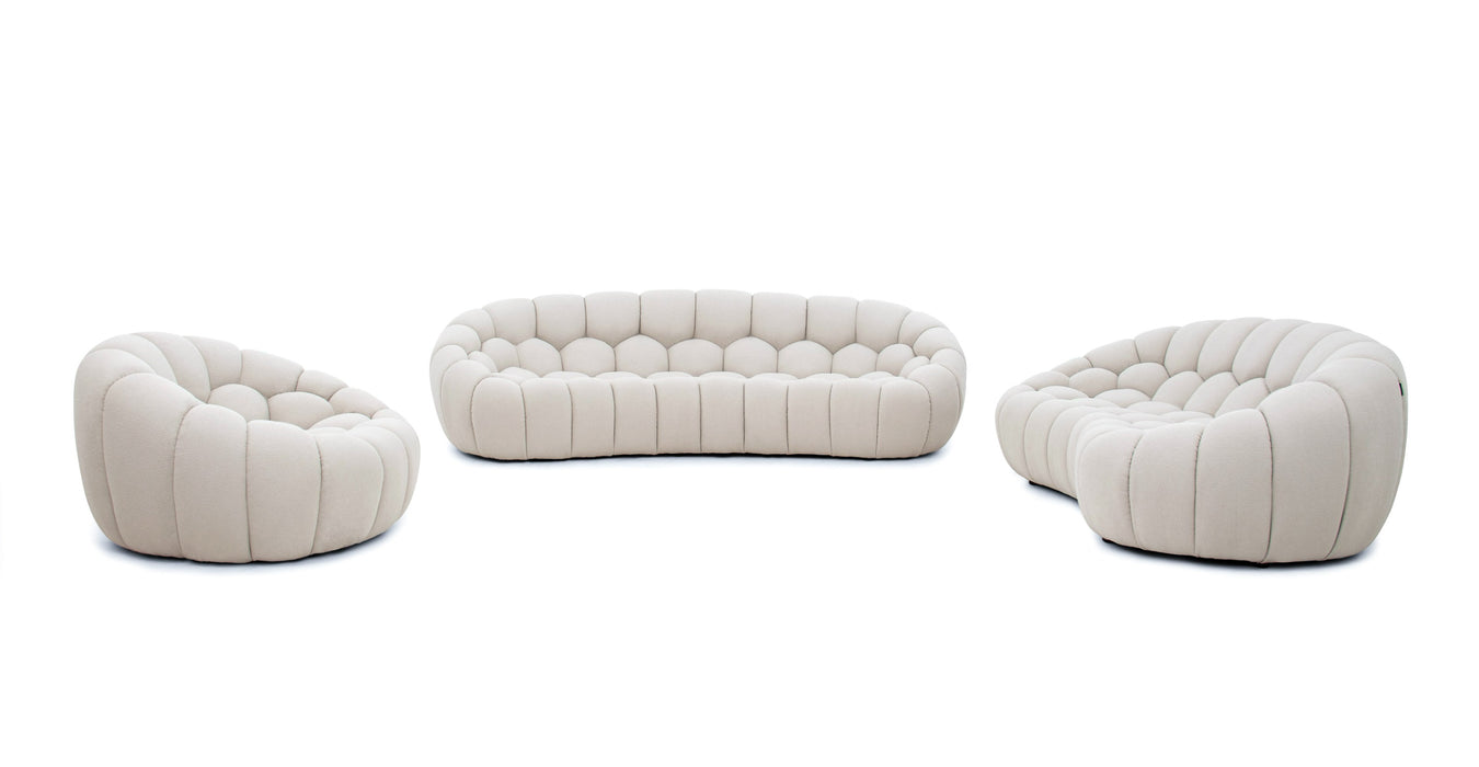Yolonda - Modern Curved Beige Fabric Loveseat
