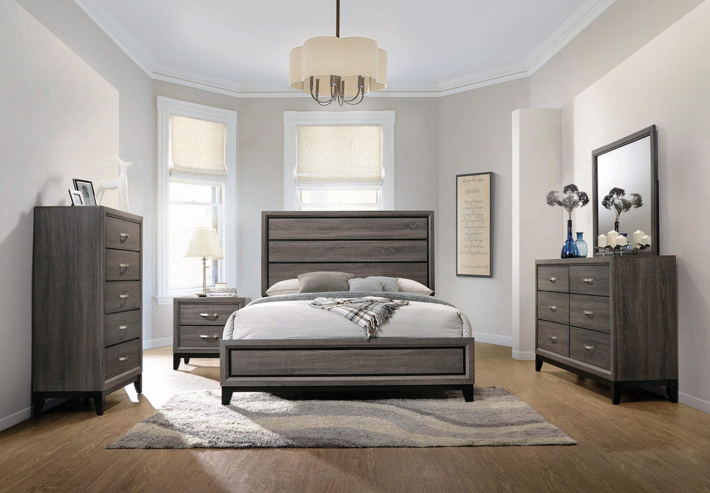 GREY OAK/BLACK - BED