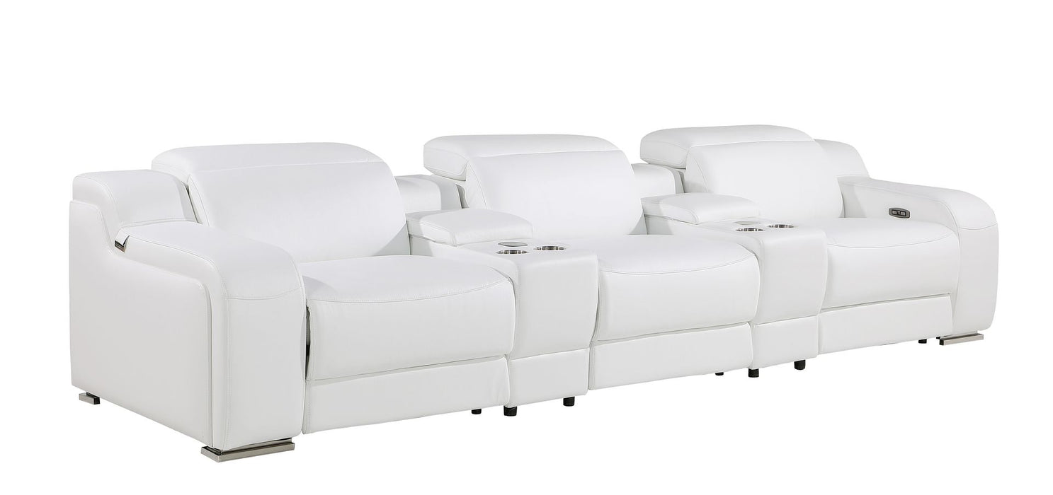 Global United 6111 L-Shaped Power Reclining Sectional | Genuine Leather