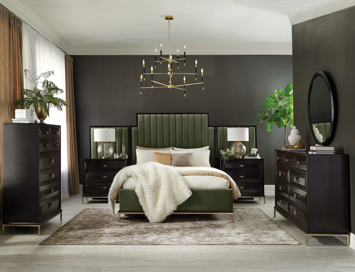 AMERICANO/DARK MOSS VELVET - BED