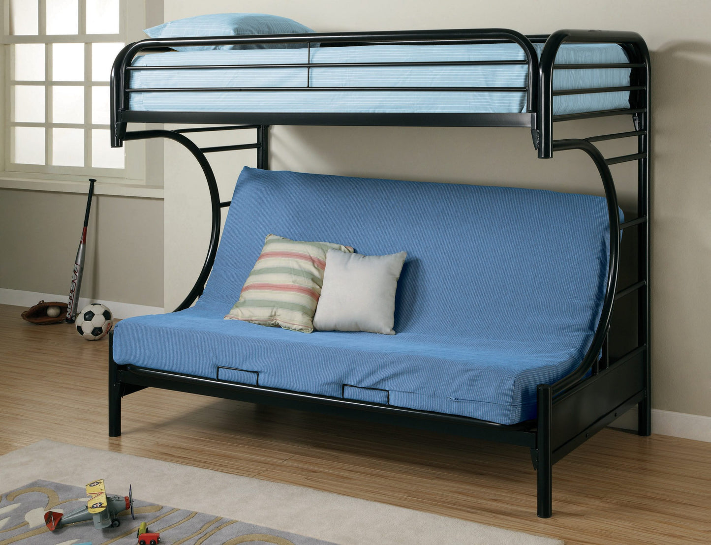 GLOSSY BLACK - TWIN/FUTON BUNK BED