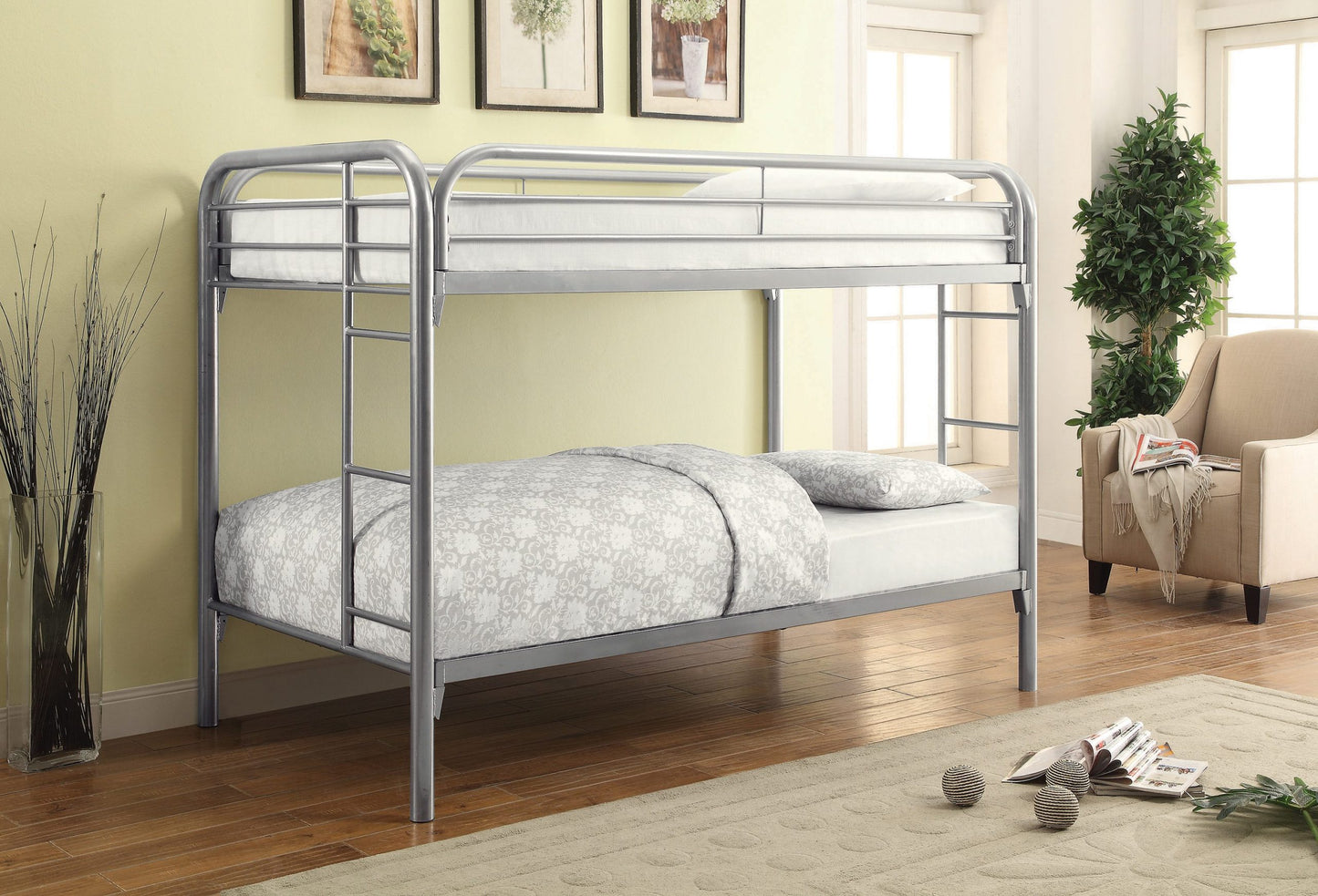 SILVER - TWIN OVER TWIN BUNK BED