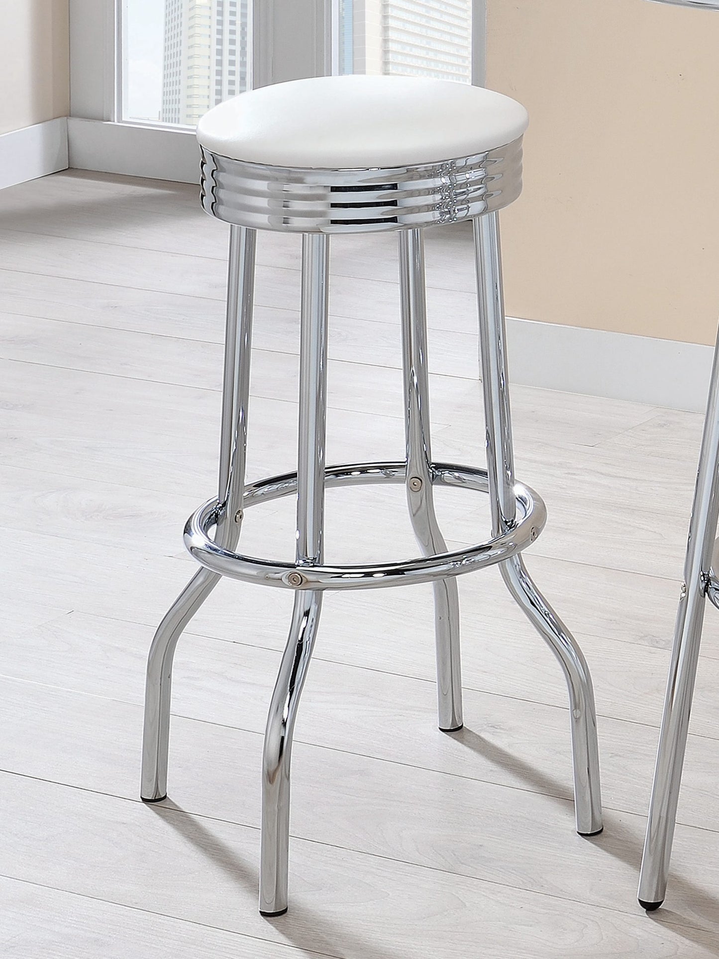 WHITE - UPHOLSTERED TOP BAR STOOL