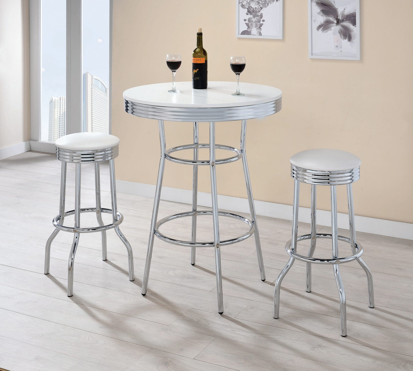 WHITE - UPHOLSTERED TOP BAR STOOL