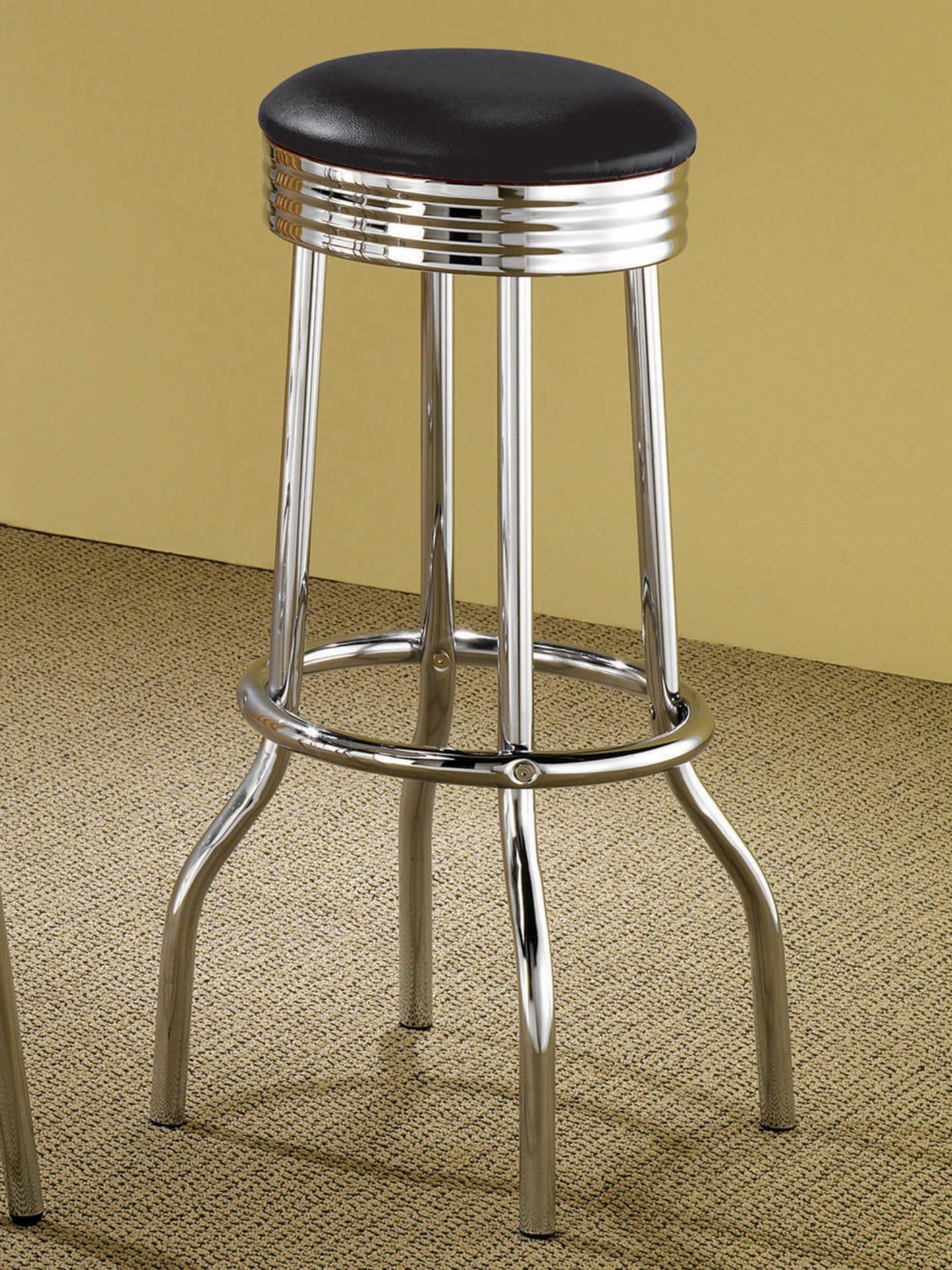 BLACK - UPHOLSTERED TOP BAR STOOL