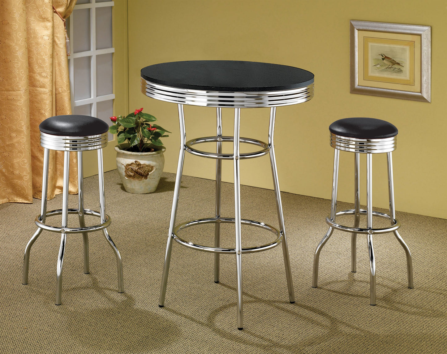 BLACK - UPHOLSTERED TOP BAR STOOL