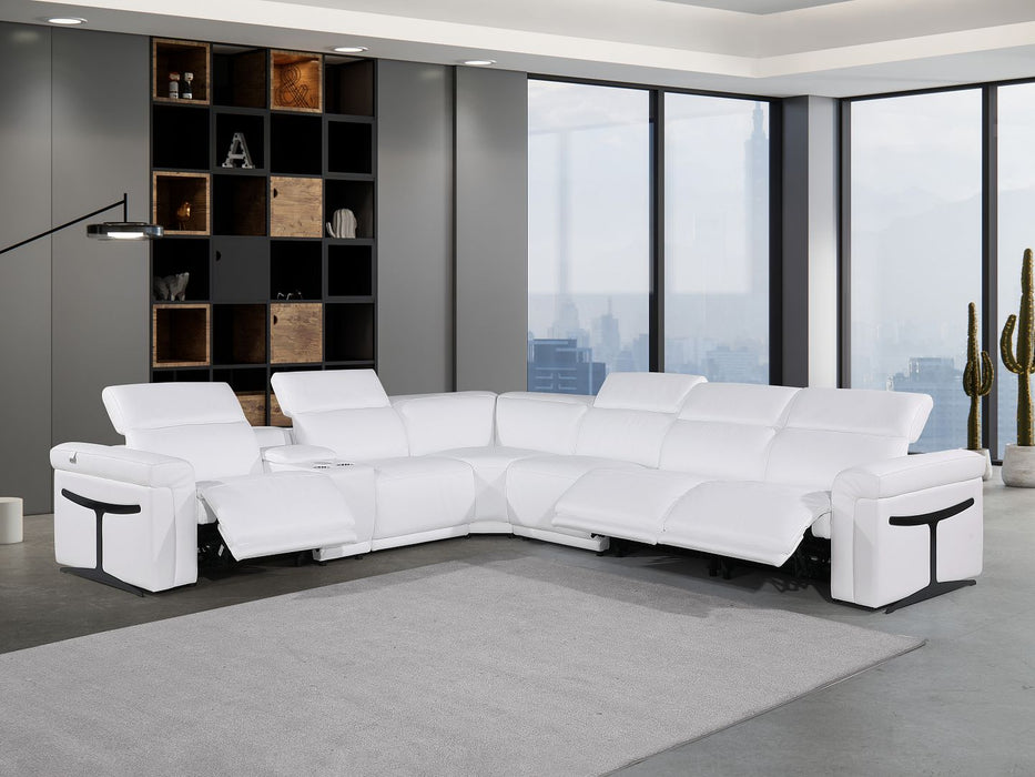1126 DivanItalia White 7pc-3PR L-Shaped Sectional