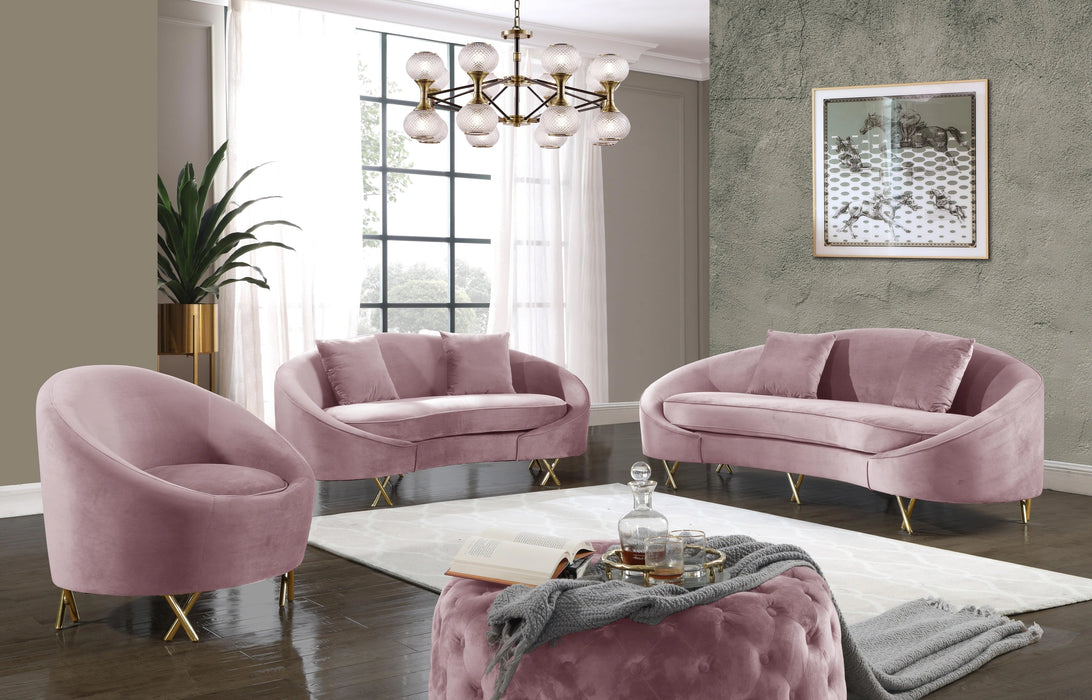 Serpentine Pink Velvet Sofa