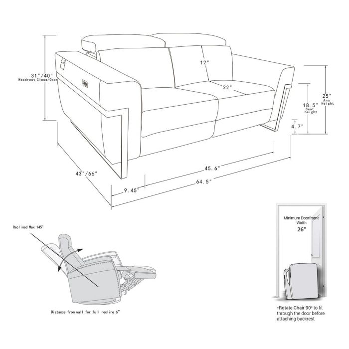 DivanItalia 990 3-Piece Reclining Set (Sofa, Loveseat & Chair) | Italian Leather
