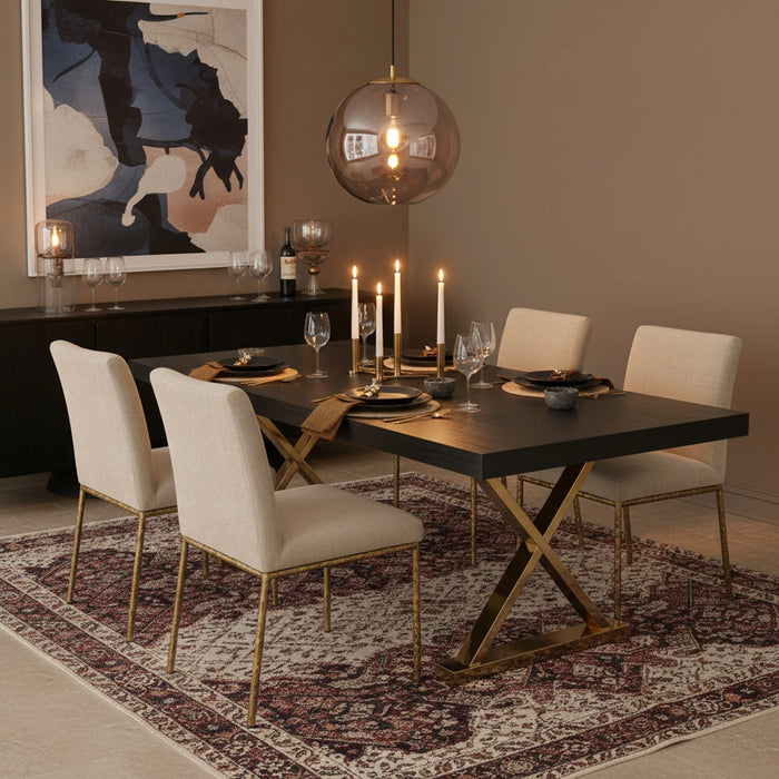 Excel Grey Oak Veneer Lacquer Extendable Dining Table (3 Boxes)
