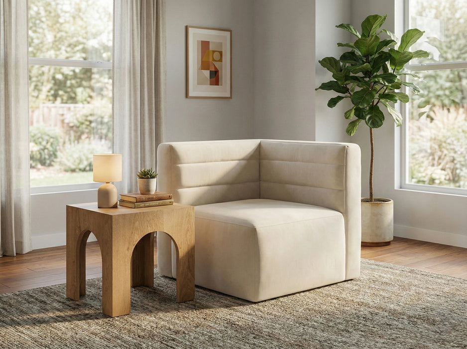 Quincy Cream Velvet Modular Corner Chair