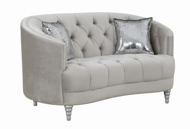 Elevations Grey Silver Soft Stationary Loveseat